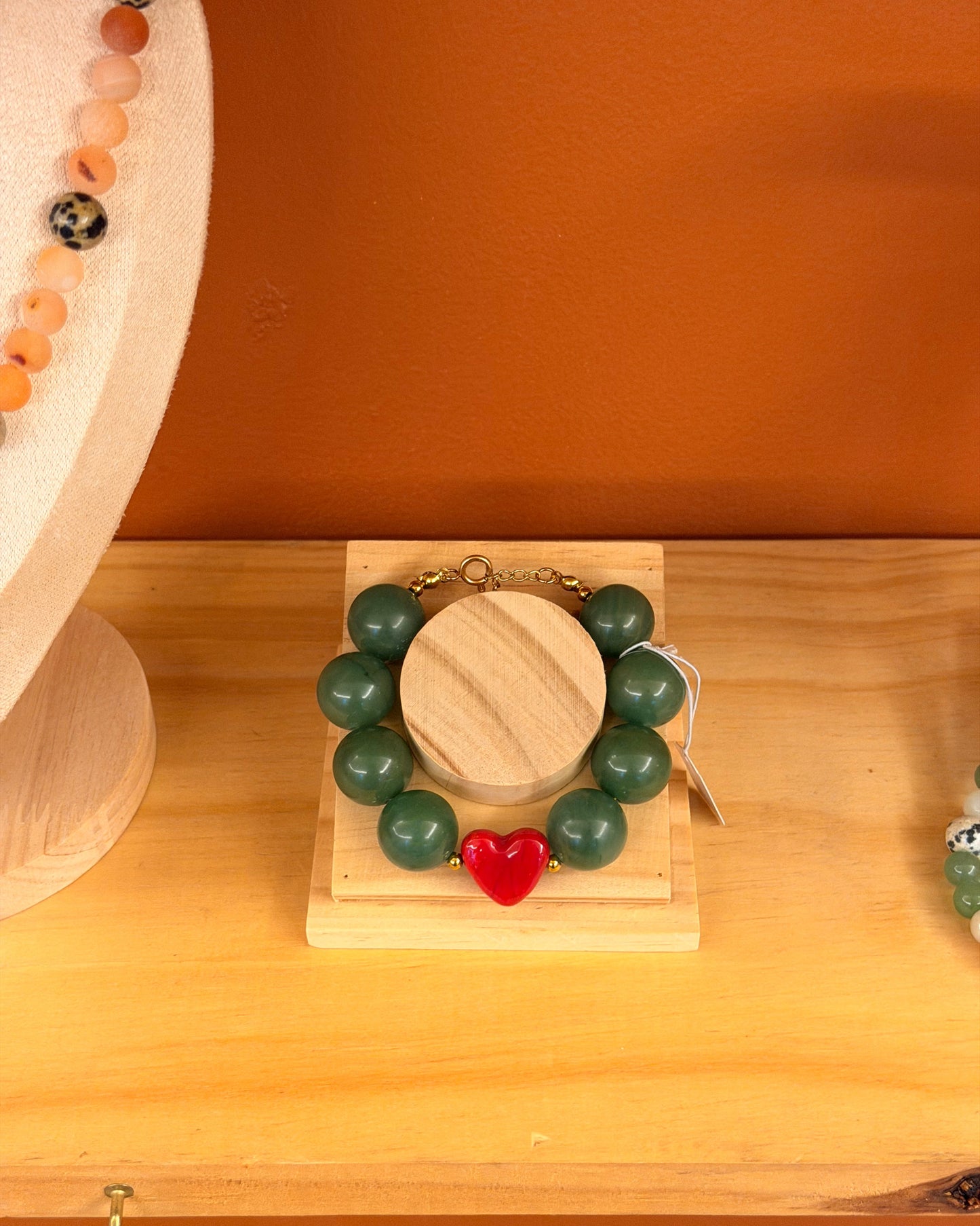 Pulsera Jade Verde con Corazón