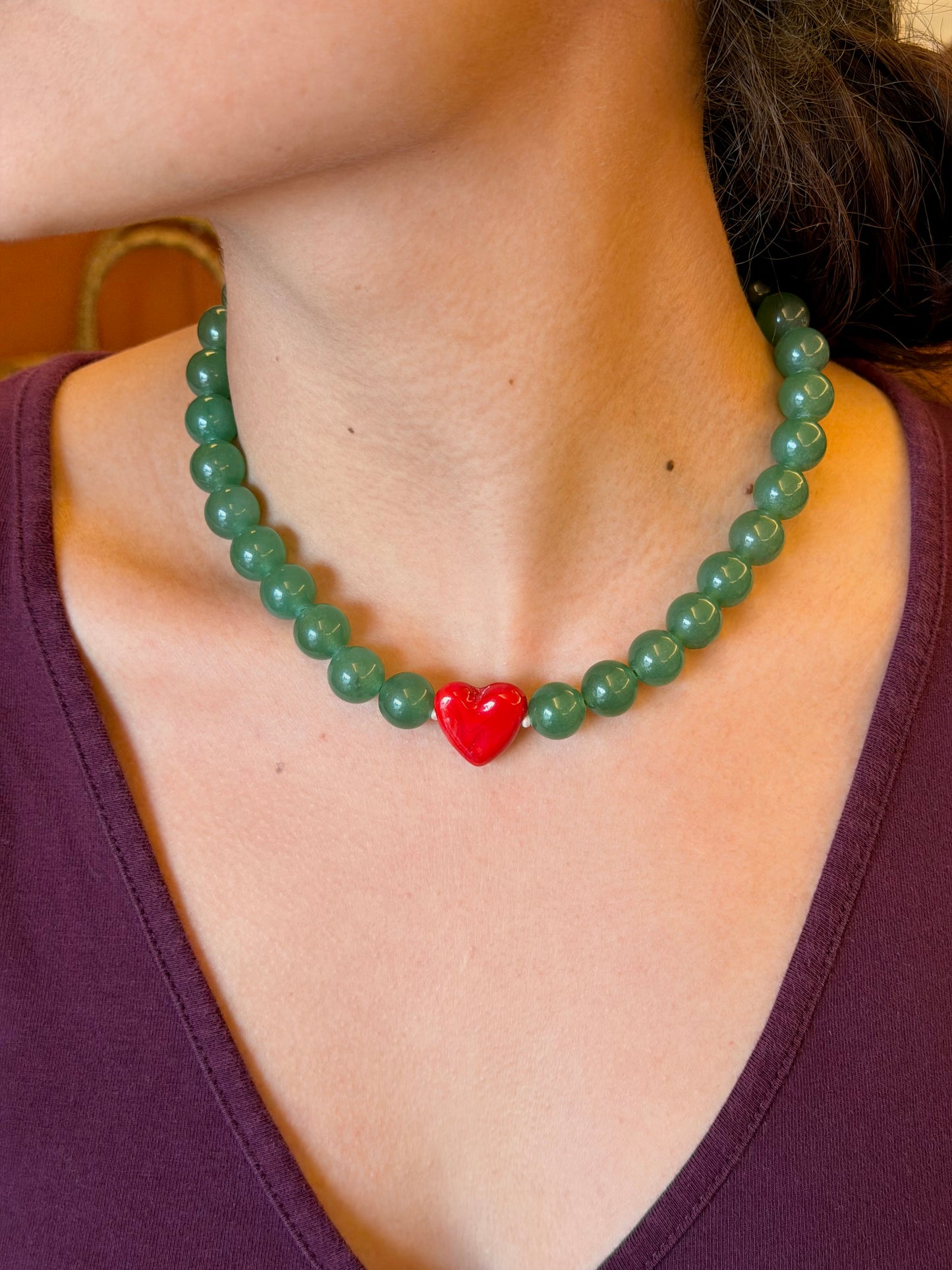 Jade Verde Corazón - 12 mm