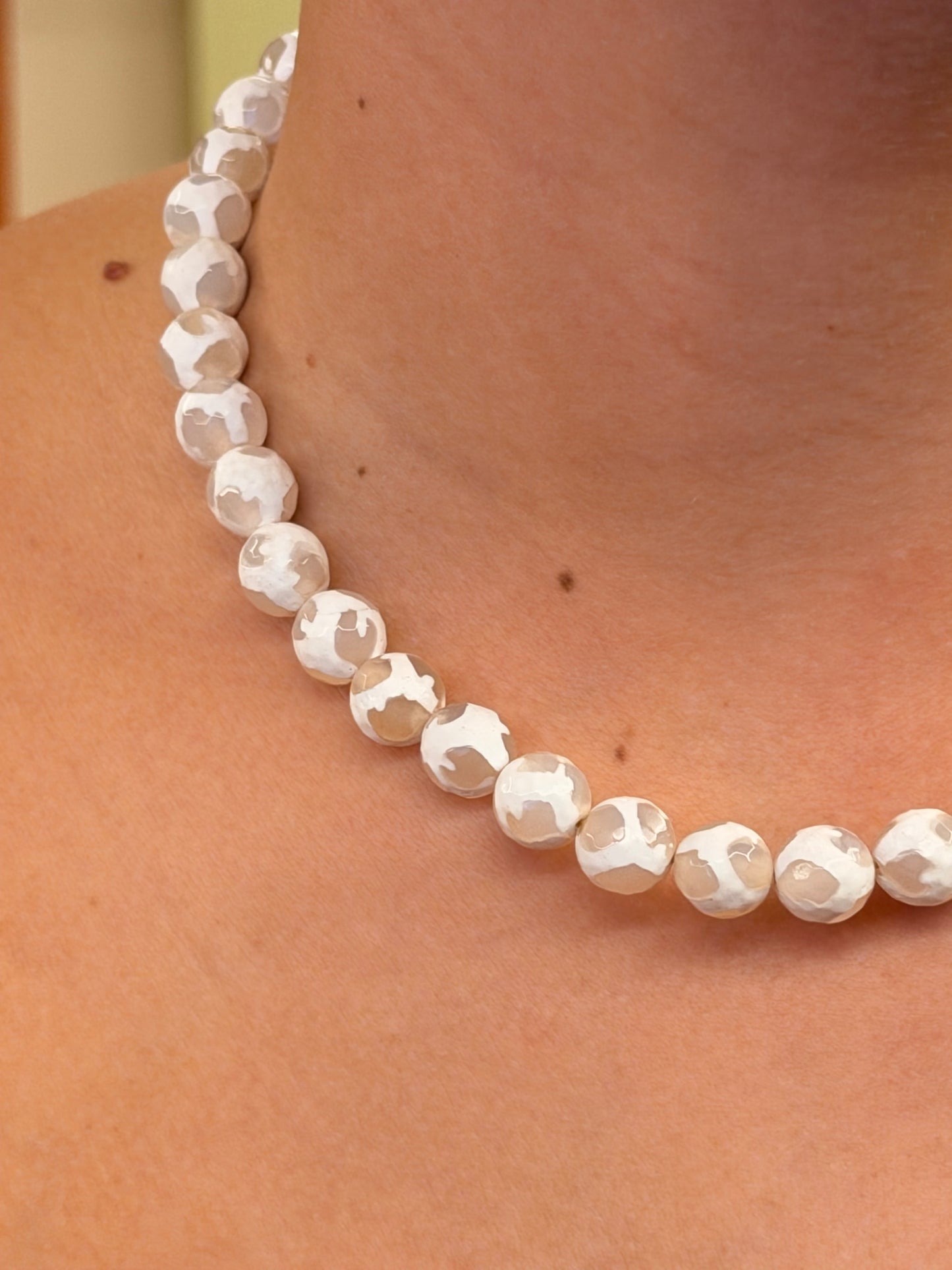Ágata Facetada Blanca - 10mm